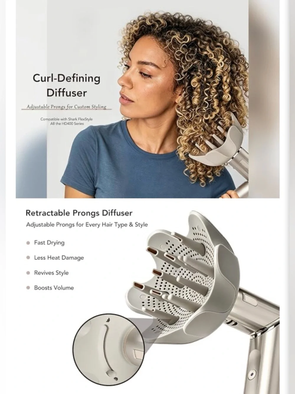 Curl-Defining Diffuser Attachment made for Shark FlexStyle HD400